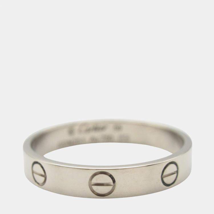 Pre Owned Cartier Love 18K White Gold Band Ring EU 59