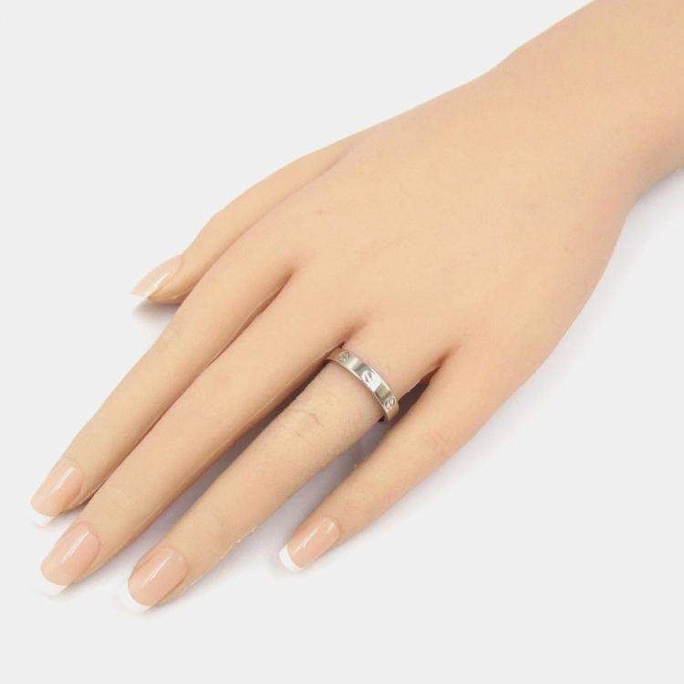 Pre Owned Cartier Love 18K White Gold Band Ring EU 58