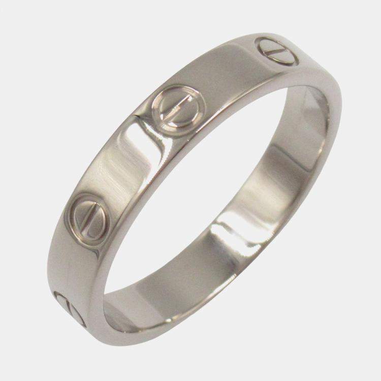 Pre Owned Cartier Love 18K White Gold Band Ring EU 58