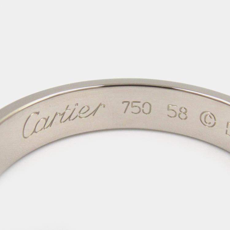 Pre Owned Cartier Love 18K White Gold Band Ring EU 58