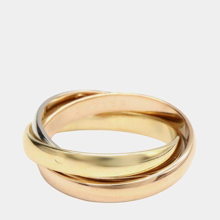Pre Owned Cartier Trinity 18K Yellow, Rose, White Gold Band Ring EU 52