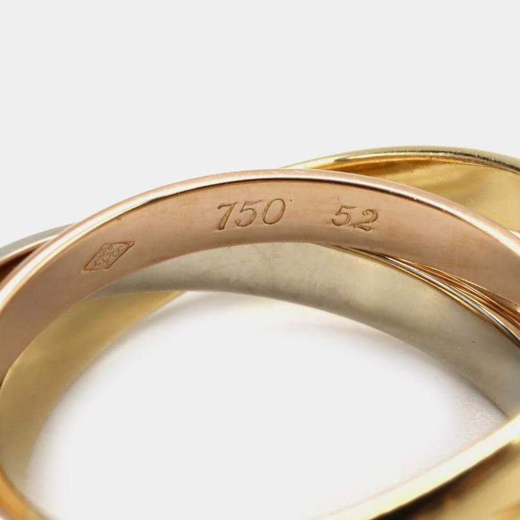 Pre Owned Cartier Trinity 18K Yellow, Rose, White Gold Band Ring EU 52