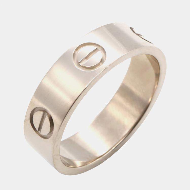 Pre Owned Cartier Love 18K White Gold Band Ring EU 54