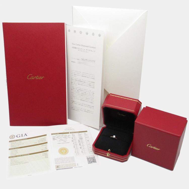Pre Owned Cartier 1895 Platinum and Diamond Solitaire Ring EU 49