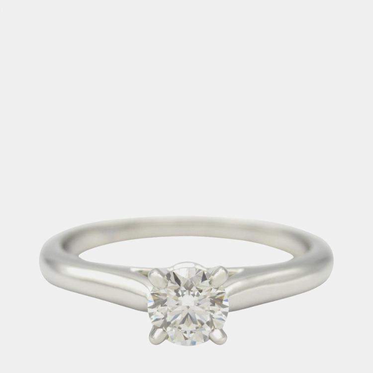 Pre Owned Cartier 1895 Platinum and Diamond Solitaire Ring EU 49