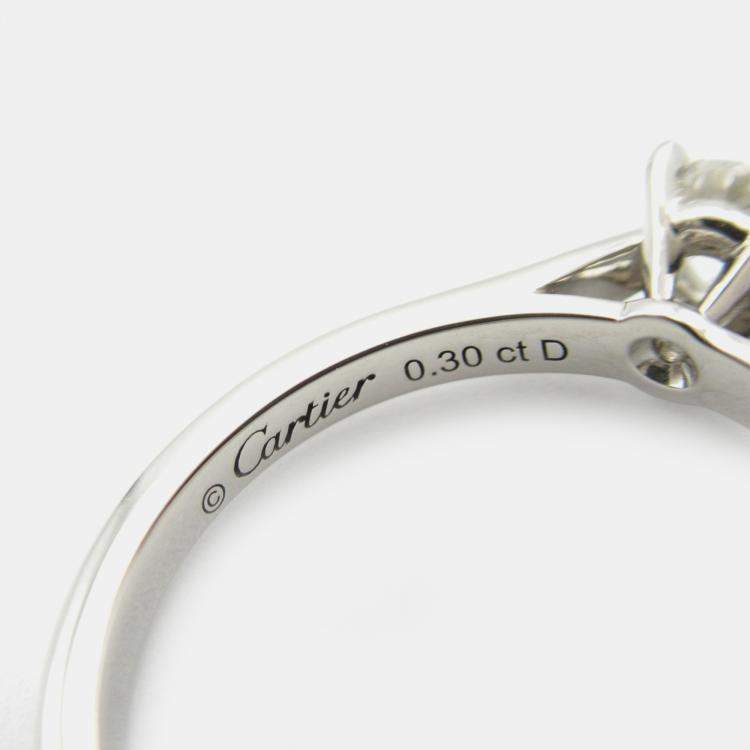 Pre Owned Cartier 1895 Platinum and Diamond Solitaire Ring EU 49