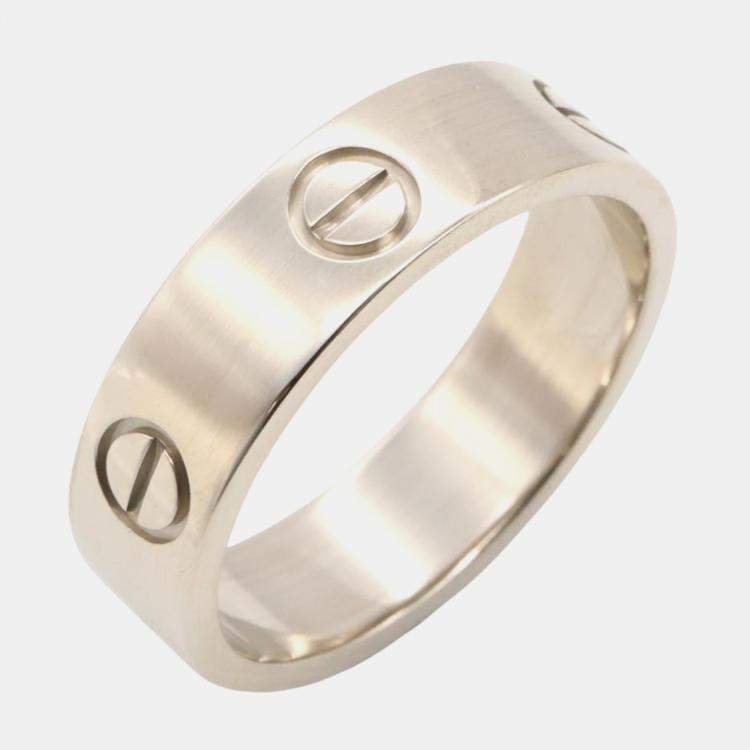 Pre Owned Cartier Love 18K White Gold Band Ring EU 60