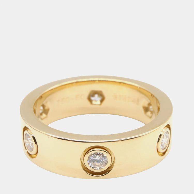 Pre Owned Cartier Love 18K Yellow Gold and Diamond Band Ring EU 50