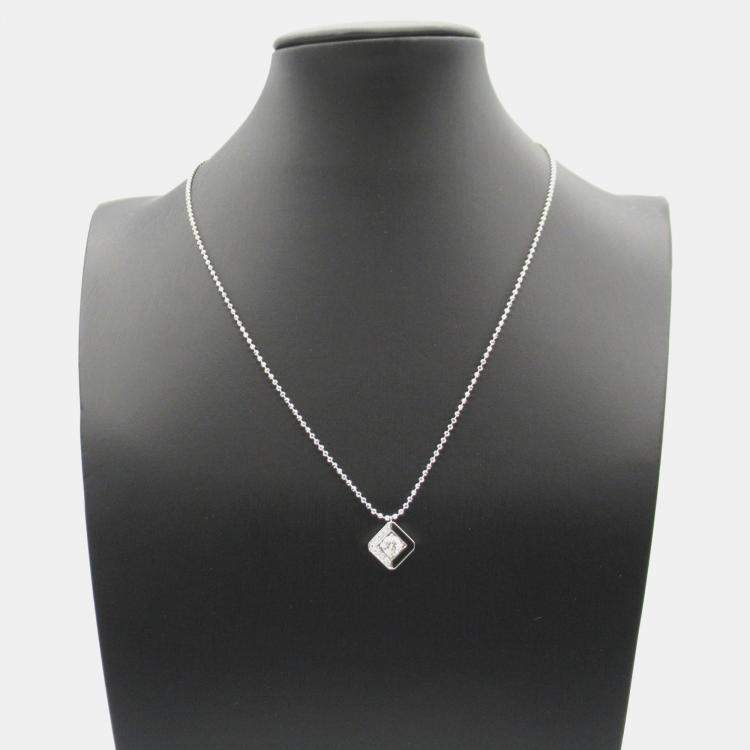 Pre Owned Cartier Galanterie de Cartier Black Lacquer Diamond Necklace 