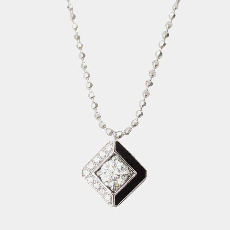 Pre Owned Cartier Galanterie de Cartier Black Lacquer Diamond Necklace 