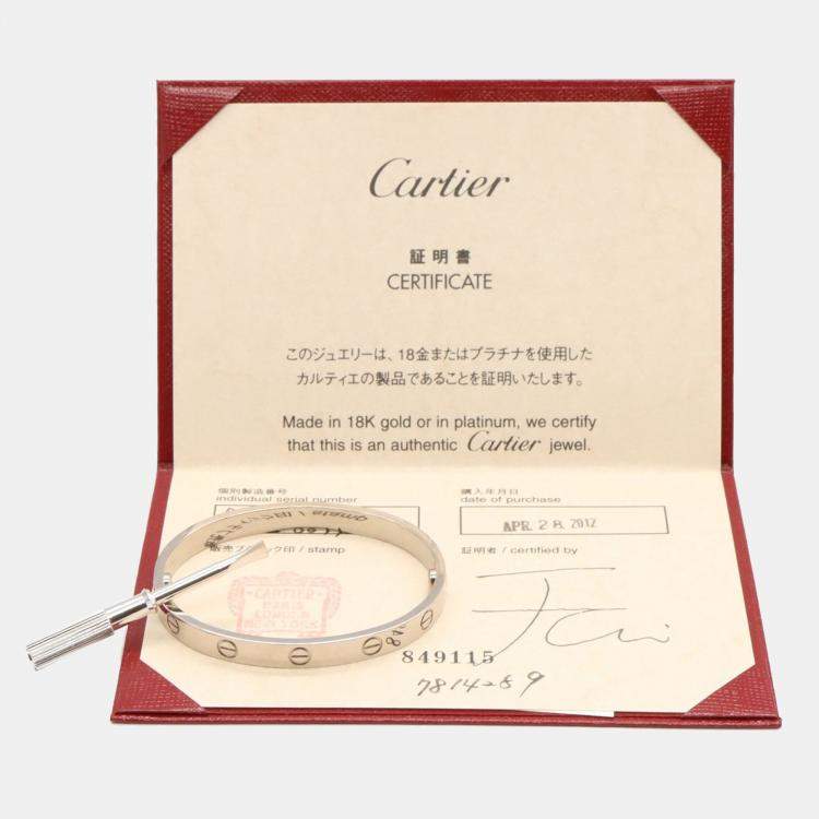 Pre Owned Cartier Love 18K White Gold Bracelet