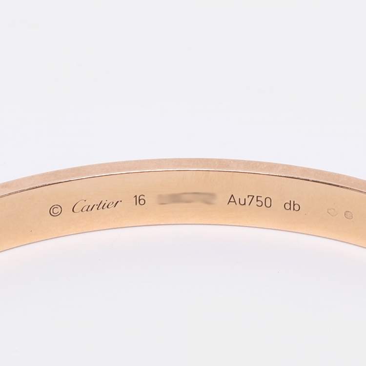 Pre Owned Cartier Love 18k Rose Gold Bracelet 16 