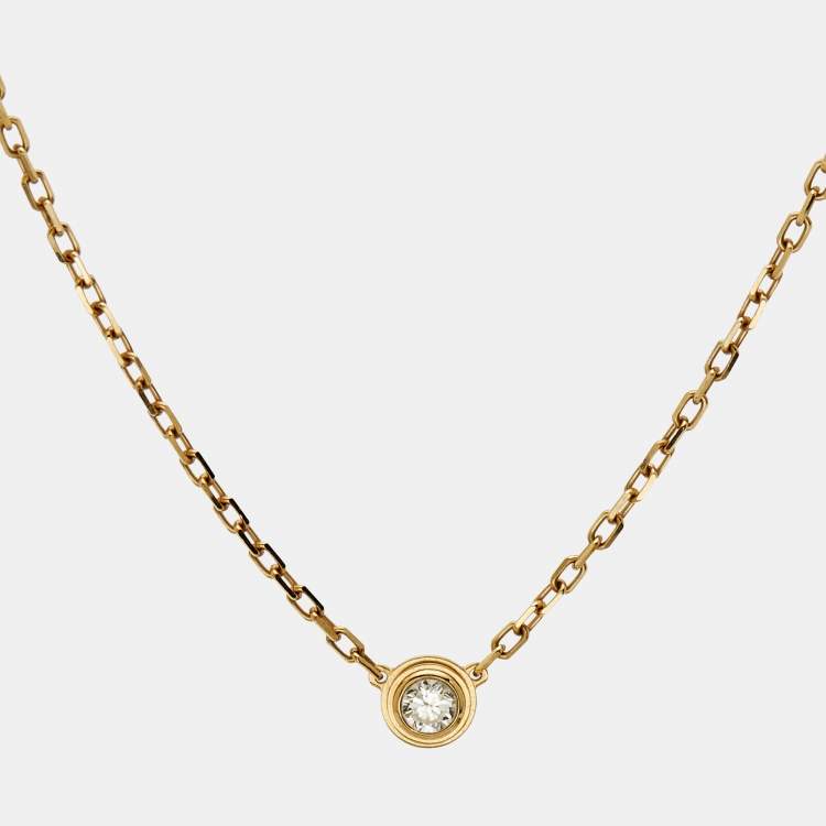 Pre Owned Cartier  d'Amour Diamond 18k Yellow Gold Small Model Necklace