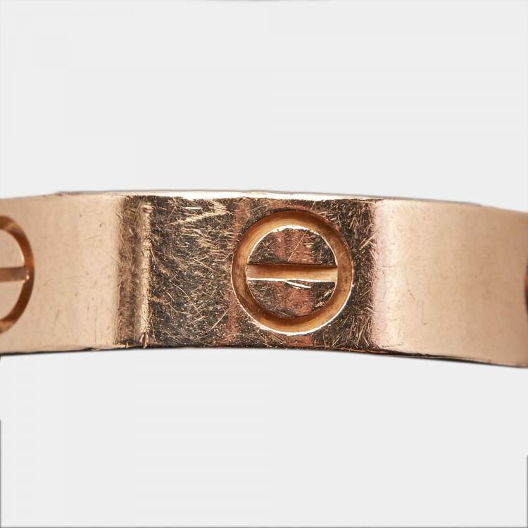 Pre Owned Cartier Love Pink Sapphire 18k Rose Gold Ring Size 58