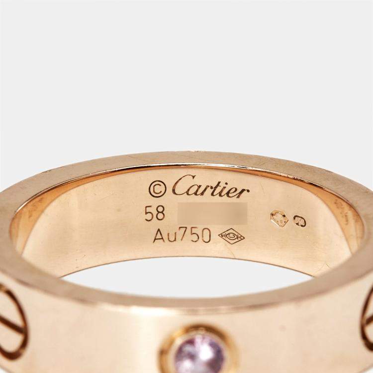 Pre Owned Cartier Love Pink Sapphire 18k Rose Gold Ring Size 58