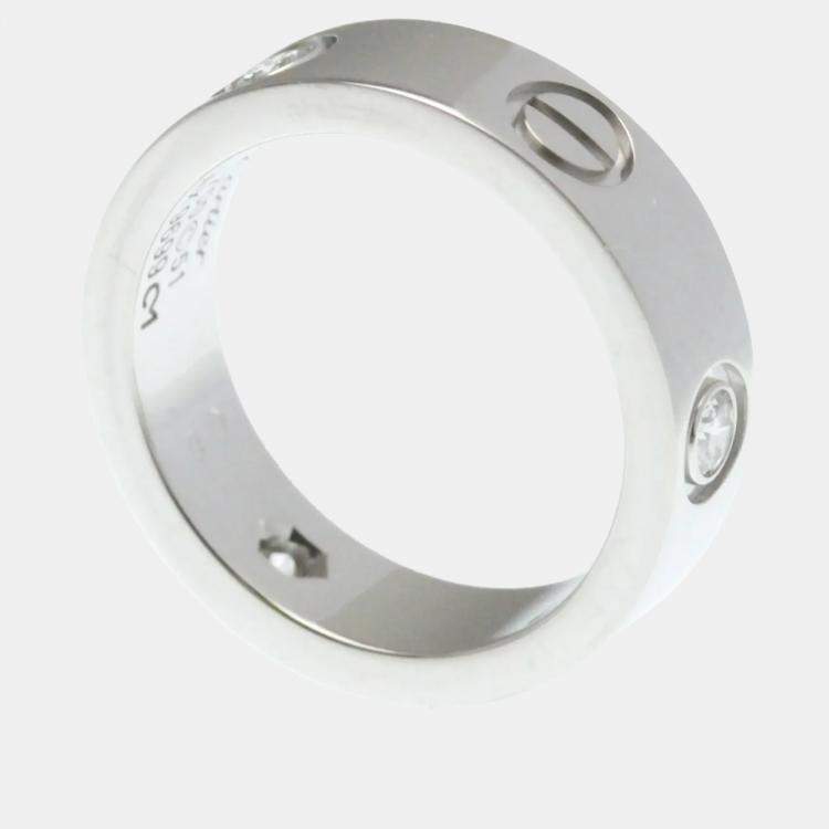 Pre Owned Cartier Love 18K White Gold, Diamond Band Ring EU 51