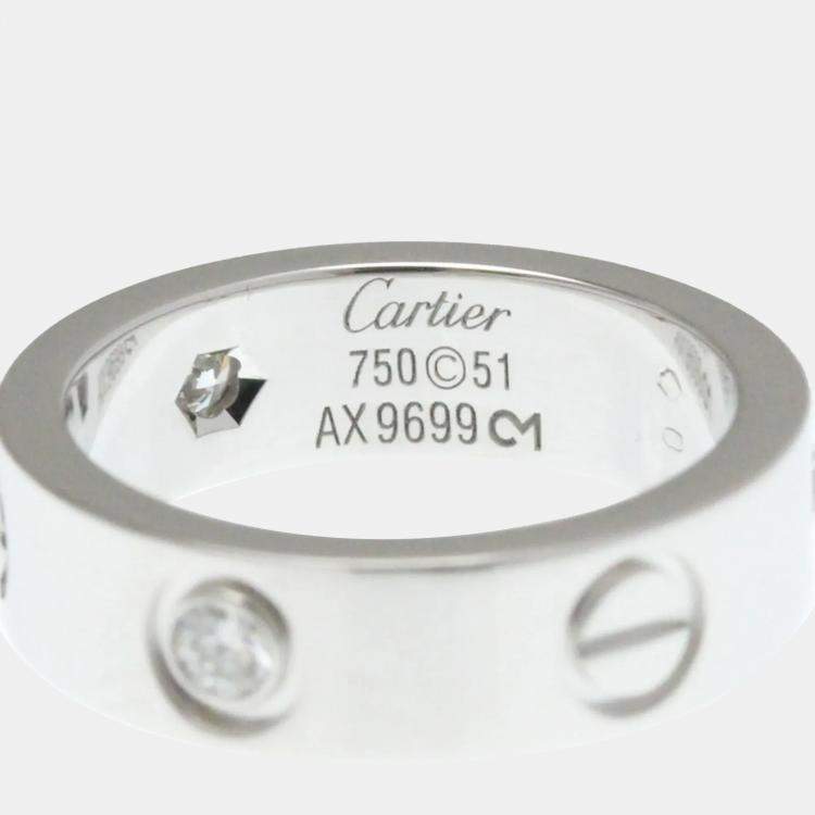 Pre Owned Cartier Love 18K White Gold, Diamond Band Ring EU 51