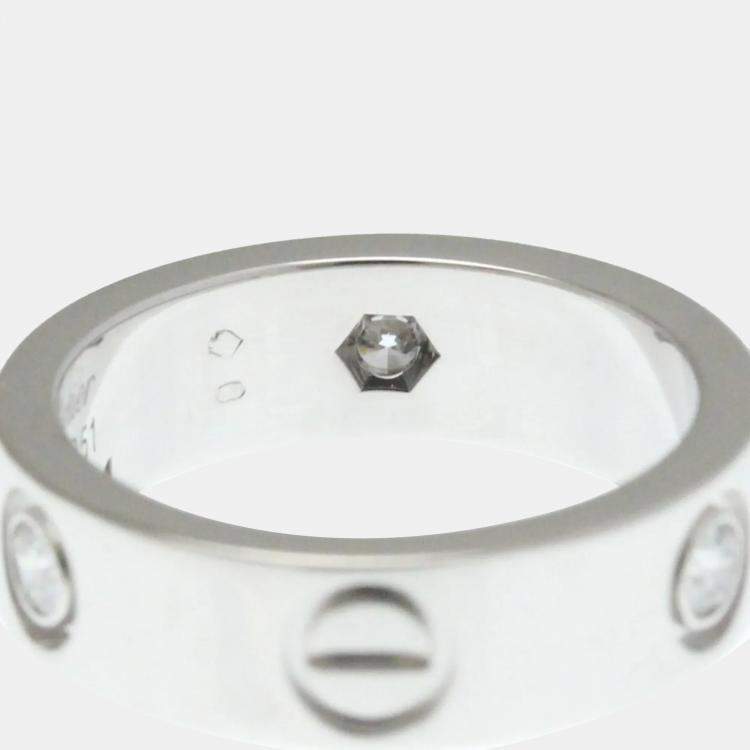 Pre Owned Cartier Love 18K White Gold, Diamond Band Ring EU 51