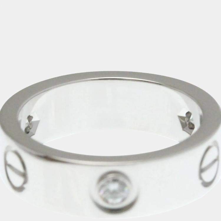 Pre Owned Cartier Love 18K White Gold, Diamond Band Ring EU 51