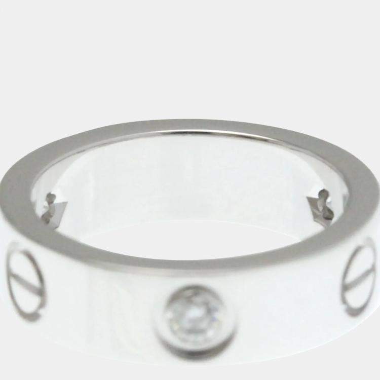 Pre Owned Cartier Love 18K White Gold, Diamond Band Ring EU 51
