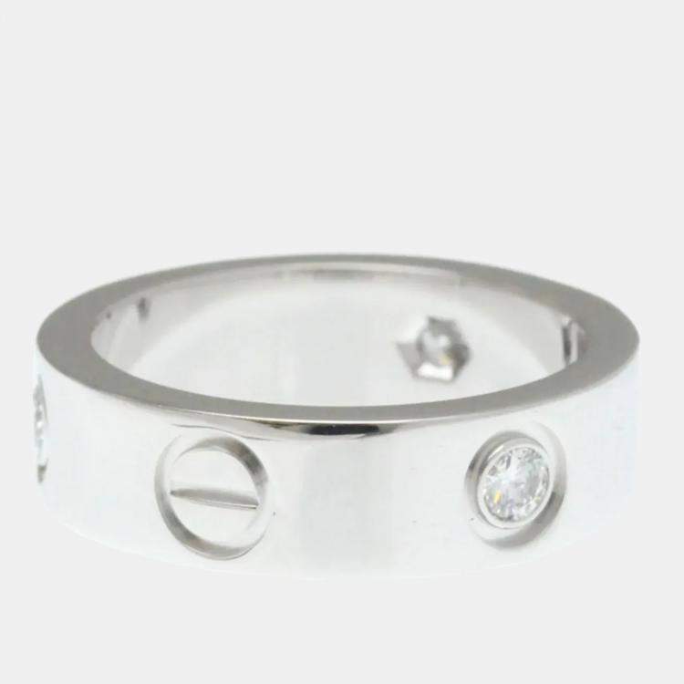 Pre Owned Cartier Love 18K White Gold, Diamond Band Ring EU 51