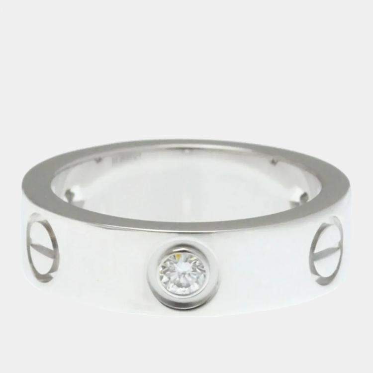 Pre Owned Cartier Love 18K White Gold, Diamond Band Ring EU 51