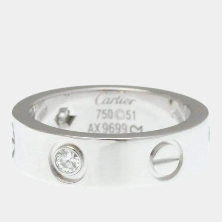 Pre Owned Cartier Love 18K White Gold, Diamond Band Ring EU 51