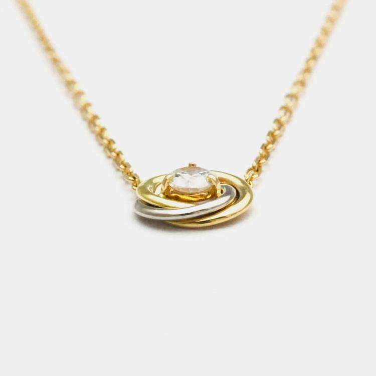 Pre Owned Cartier Trinity 18K Yellow, Rose, White Gold and Diamond Pendant Necklace