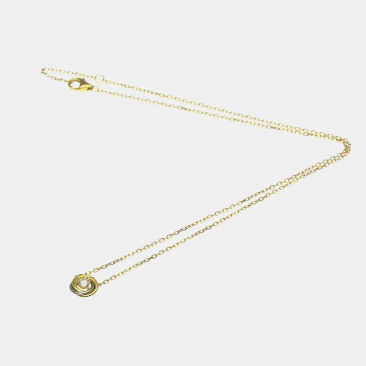 Pre Owned Cartier Trinity 18K Yellow, Rose, White Gold and Diamond Pendant Necklace