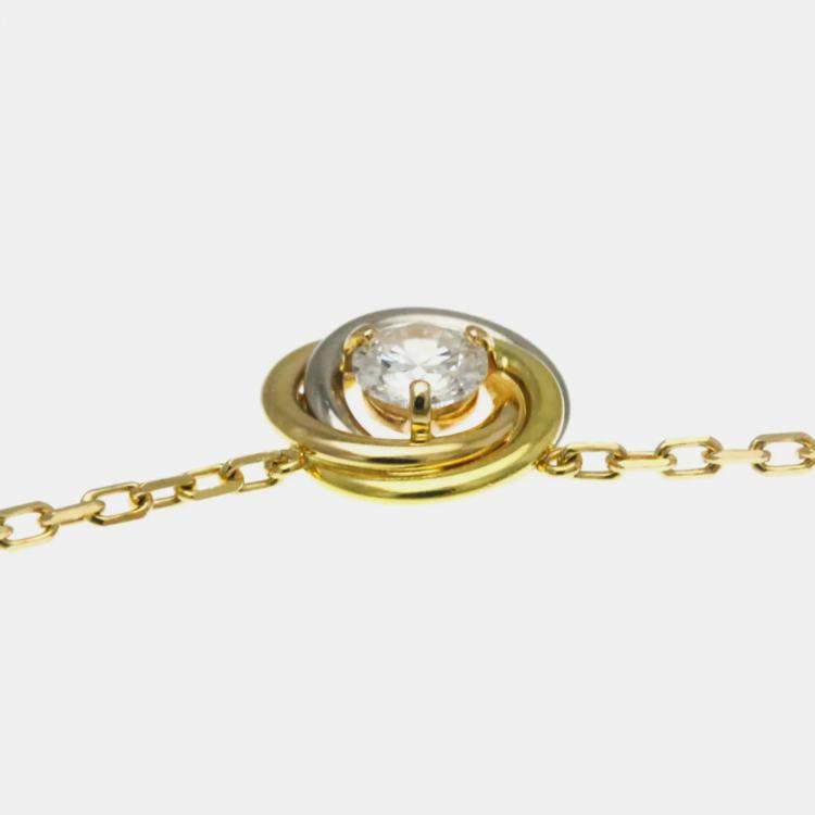 Pre Owned Cartier Trinity 18K Yellow, Rose, White Gold and Diamond Pendant Necklace