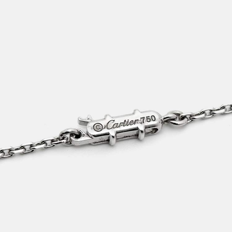 Pre Owned Cartier Himalia Diamonds Cultured Pearl 18k White Gold Pendant Necklace