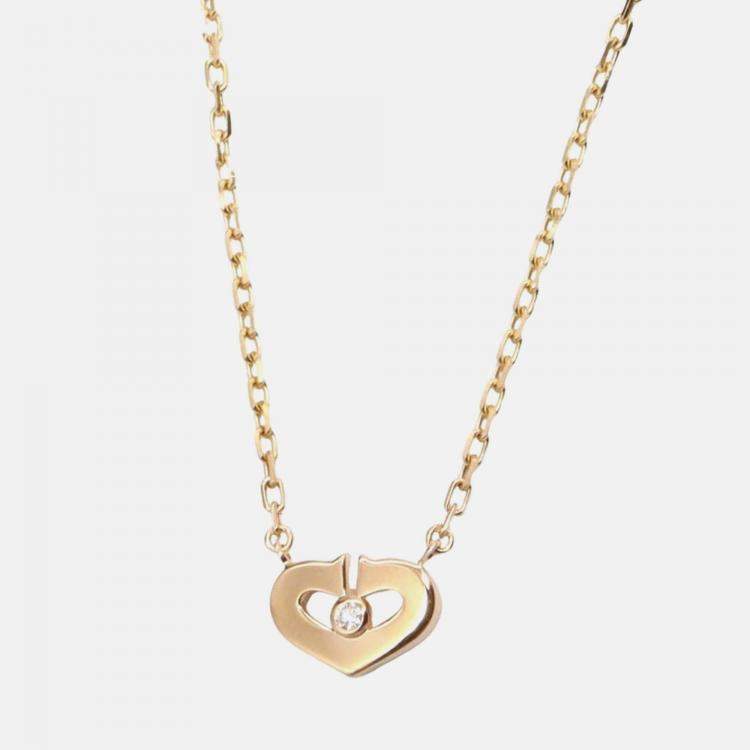 Pre Owned Cartier C De Cartier 18K Rose Gold and Diamond Pendant Necklace