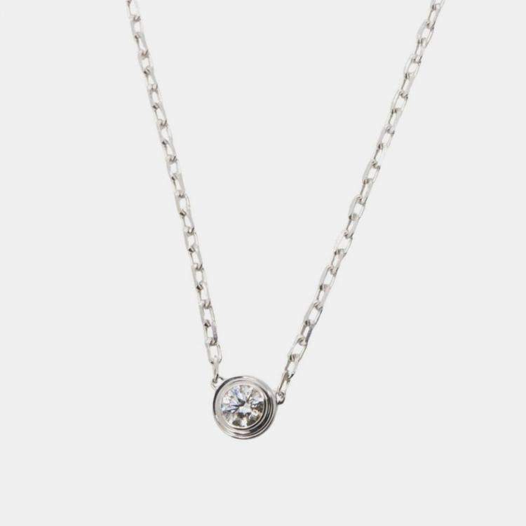 Pre Owned Cartier D'amour Small 18K White Gold Diamond Necklace