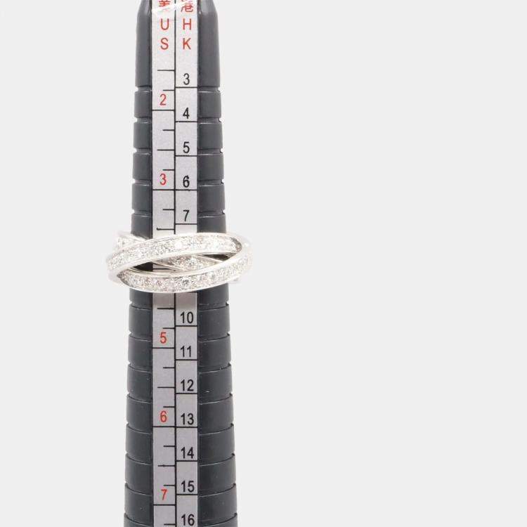 Pre Owned Cartier Trinity Diamonds 18K White Gold Ring EU 49