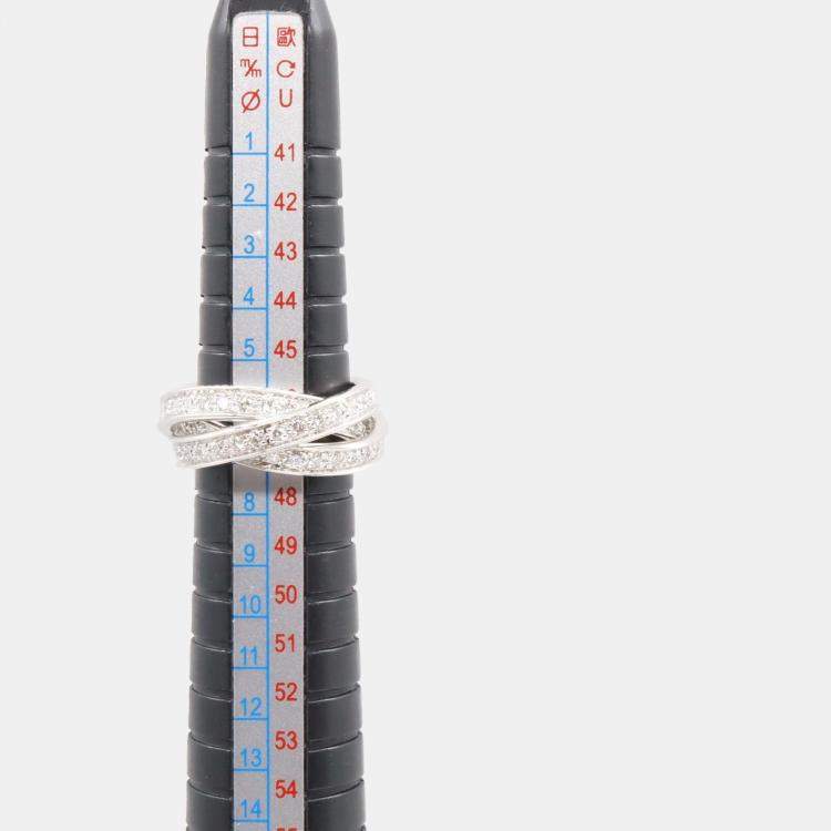 Pre Owned Cartier Trinity Diamonds 18K White Gold Ring EU 49