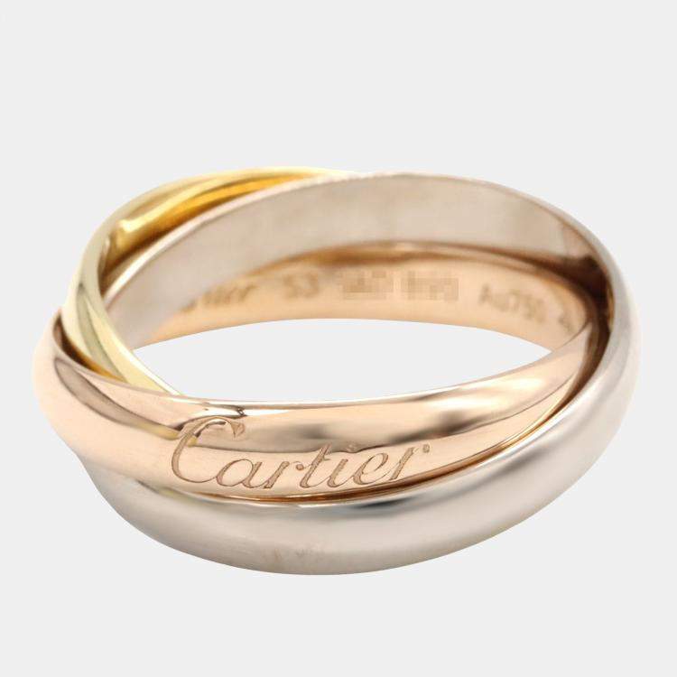 Pre Owned Cartier Trinity 18K Yellow, Rose, White Gold Ring EU 53