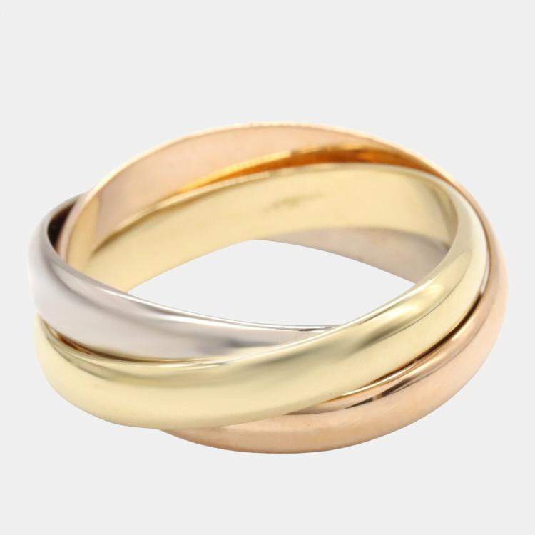 Pre Owned Cartier Trinity 18K Yellow, Rose, White Gold Ring EU 53