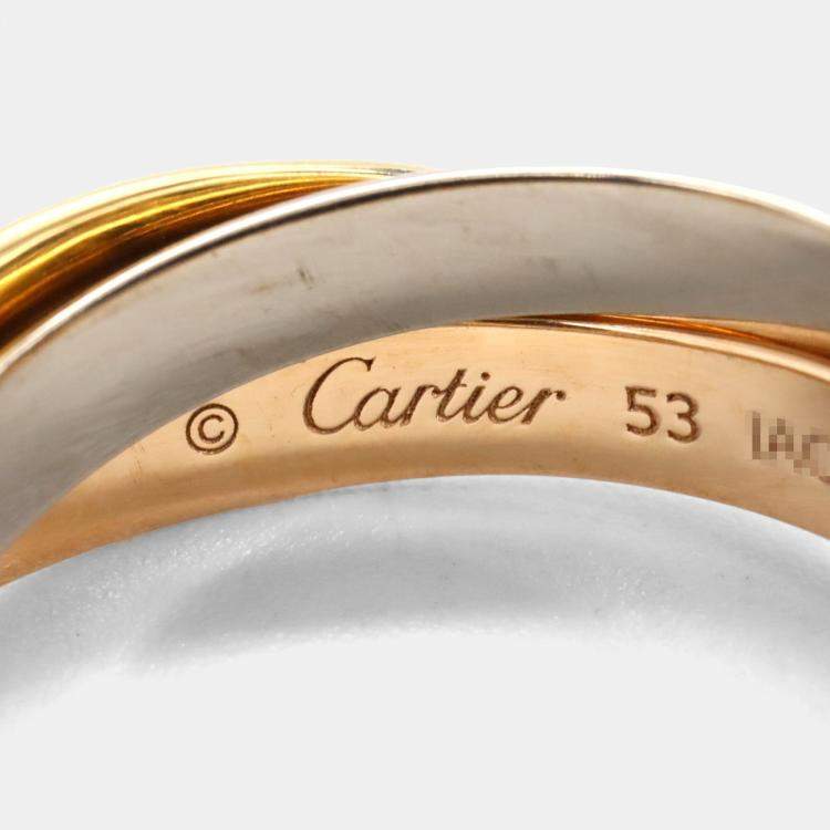 Pre Owned Cartier Trinity 18K Yellow, Rose, White Gold Ring EU 53