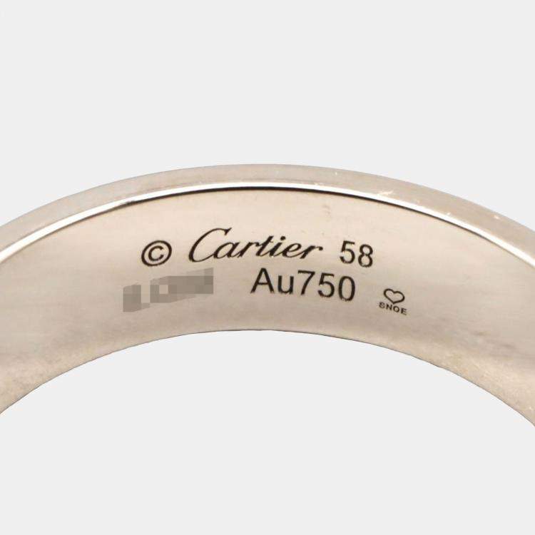 Pre Owned Cartier Love 18K White Gold Band Ring EU 58