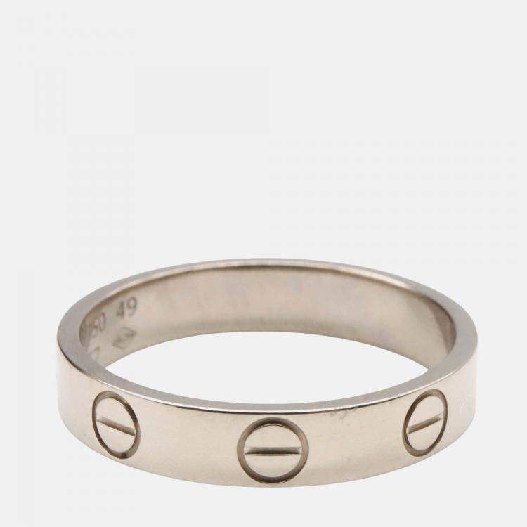 Pre Owned Cartier Love 18K White Gold Band Ring EU 49