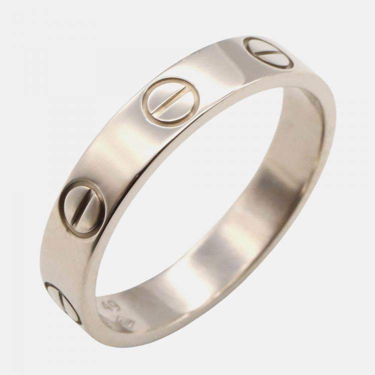 Pre Owned Cartier Love 18K White Gold Band Ring EU 49