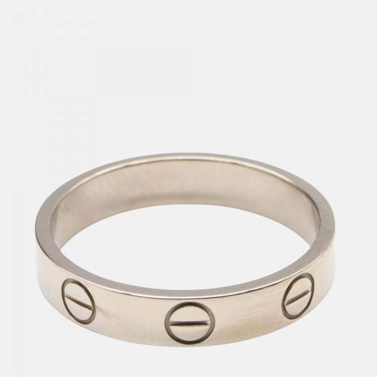 Pre Owned Cartier Love 18K White Gold Band Ring EU 49