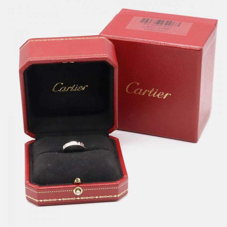 Pre Owned Cartier Love 18K White Gold, Diamond Band Ring EU 50