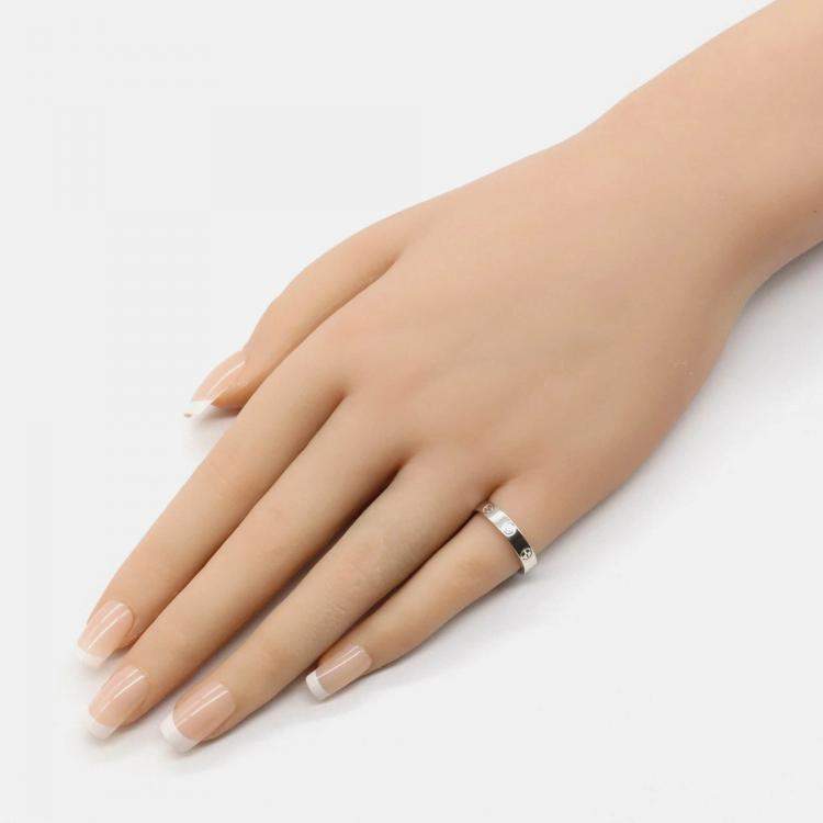 Pre Owned Cartier Love 18K White Gold, Diamond Band Ring EU 50