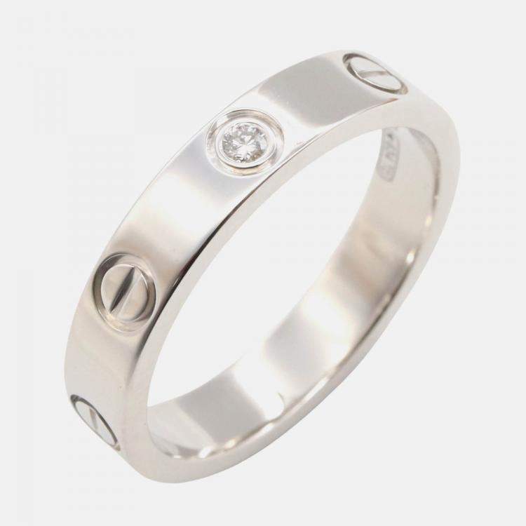 Pre Owned Cartier Love 18K White Gold, Diamond Band Ring EU 50