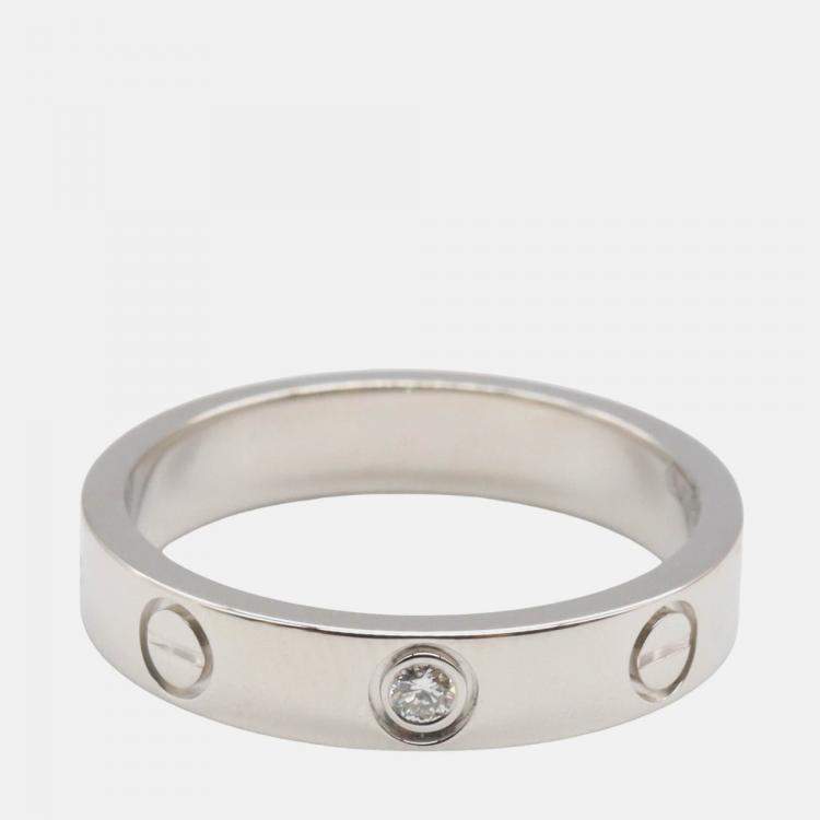 Pre Owned Cartier Love 18K White Gold, Diamond Band Ring EU 50