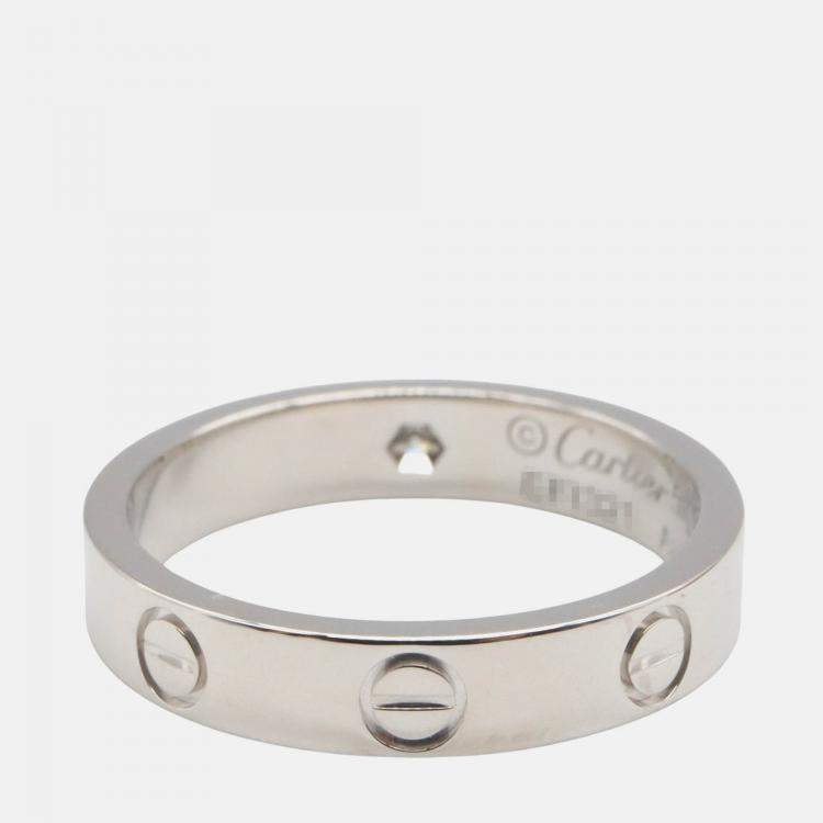 Pre Owned Cartier Love 18K White Gold, Diamond Band Ring EU 50