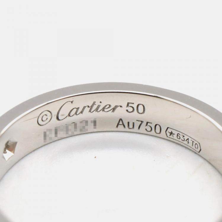 Pre Owned Cartier Love 18K White Gold, Diamond Band Ring EU 50