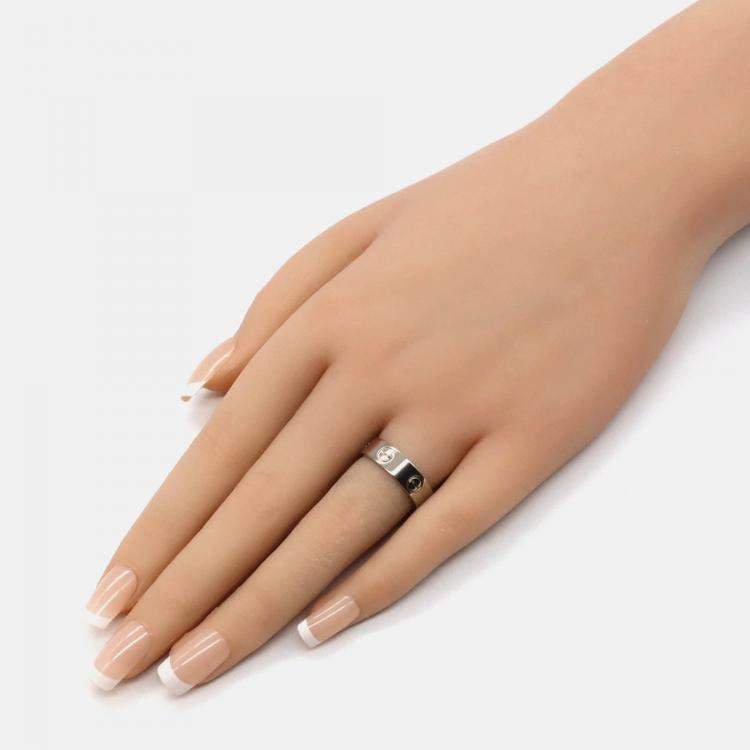 Pre Owned Cartier Love 18K White Gold Band Ring EU 52