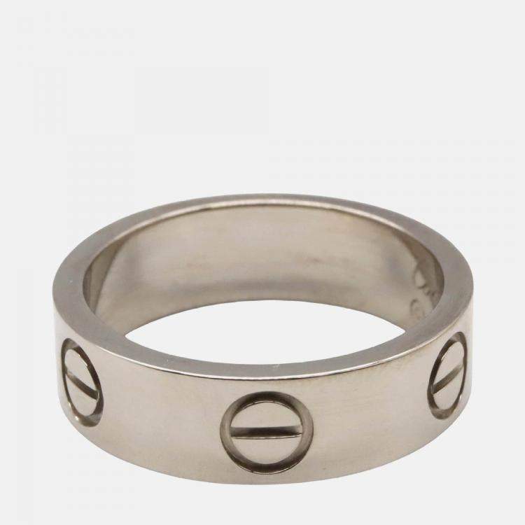 Pre Owned Cartier Love 18K White Gold Band Ring EU 52